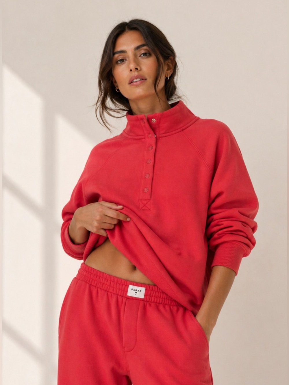 PARKE x Target Red Snap Mock Neck Sweatshirt L/XL Ships Fast